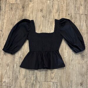 Olivia James Black Puff Sleeve Blouse